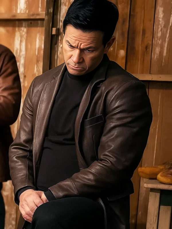 Play Dirty 2025 Mark Wahlberg Brown Leather Jacket