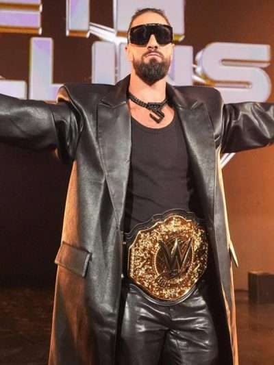 Monday Night RAW 2025 Seth Rollins Black Leather Coat
