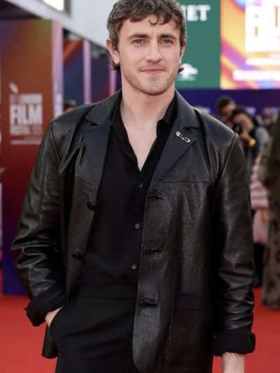 Paul Mescal Hamnet Black Leather Jacket