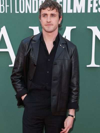 Movie Hamnet 2025 Paul Mescal Black Leather Jacket