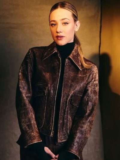 Hal and Harper Movie Event Lili Reinhart Brown Leather Jacket