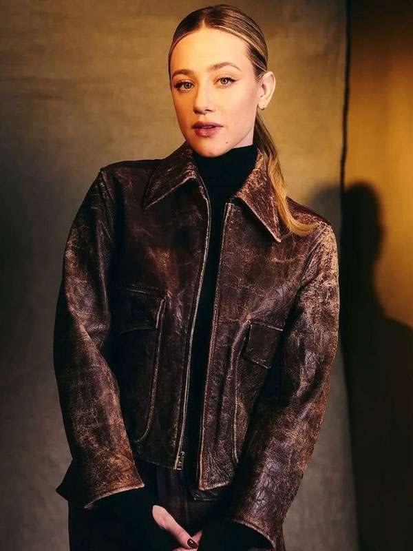 Hal and Harper Movie Event Lili Reinhart Brown Leather Jacket