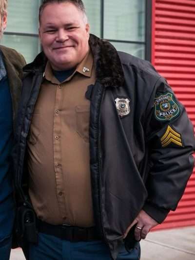 Murder in a Small Town Aaron Douglas Fur Bomber Jacket