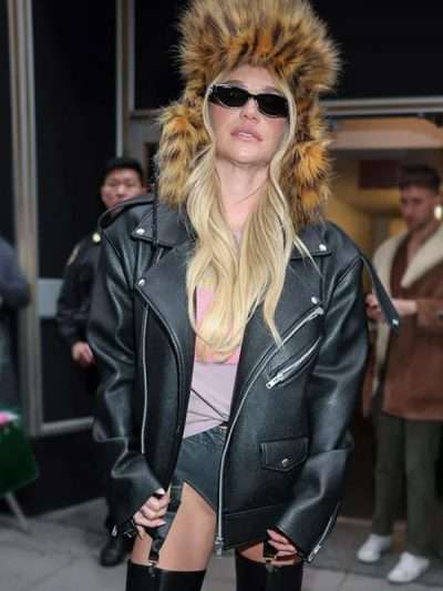 American Singer Kesha Street Style Black Jacket