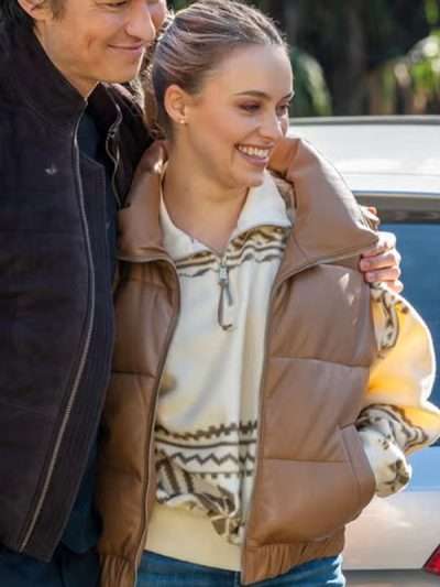 Neighbours Majella Davis Brown Puffer Leather Vest