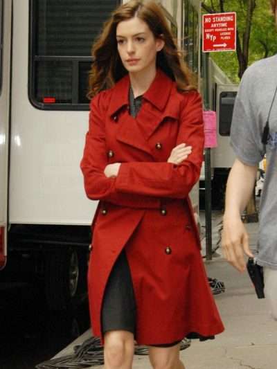 New York City Anne Hathaway Red Trench Coat