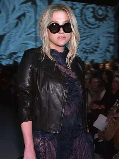 New York Fashion Week Kesha Leather Jacket