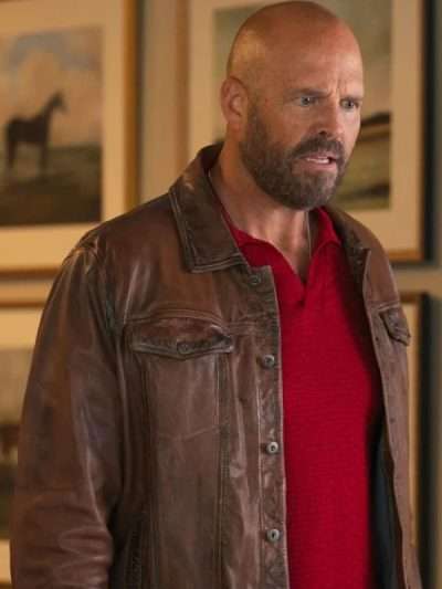 Peacemaker 2025 David Denman Brown Leather Jacket
