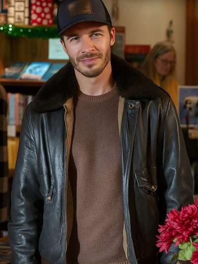 A Cherry Pie Christmas 2025 Mitch Henriksen Black Shearling Leather Jacket