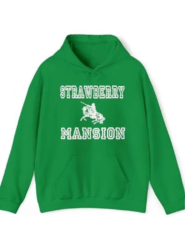 Unisex Strawberry Mansion Green Pullover Hoodie
