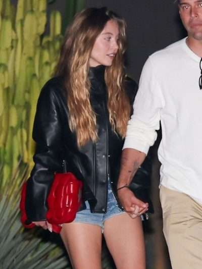 Sydney Sweeney Los Angeles Street Style Black Leather Jacket