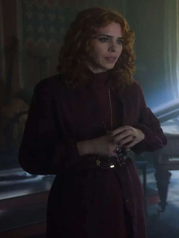 Wednesday S02 Isadora Capri Burgundy Coat - Image 3