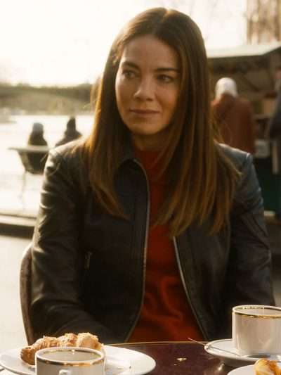 Michelle Monaghan The Family Plan 2 Black Leather Jacket