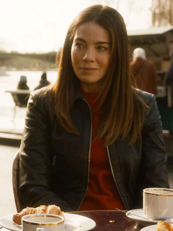 Michelle Monaghan The Family Plan 2 Black Leather Jacket