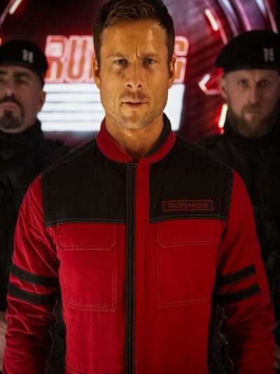 Glen Powell The Running Man 2025 Brown Jacket