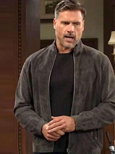 The Young and the Restless Joshua Morrow Grey Suede Leather Jacket