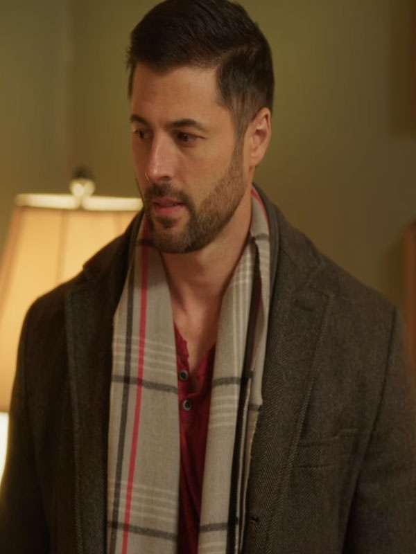 Tom Gipson Christmas in Mistletoe 2025 Grey Wool Coat