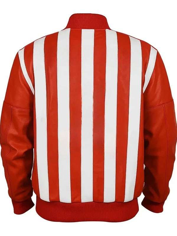 Striped Leather Bomber Jacket for Men and Women