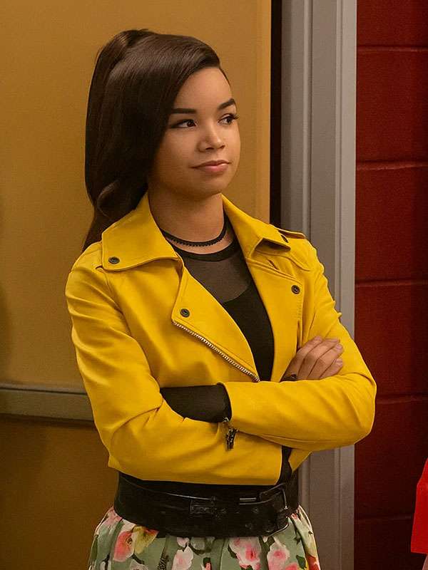 Wizards Beyond Waverly Place Janice LeAnn Brown Yellow Biker Jacket