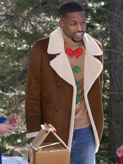 Alex Myers 12 Dates of Christmas Brown Shearling Coat