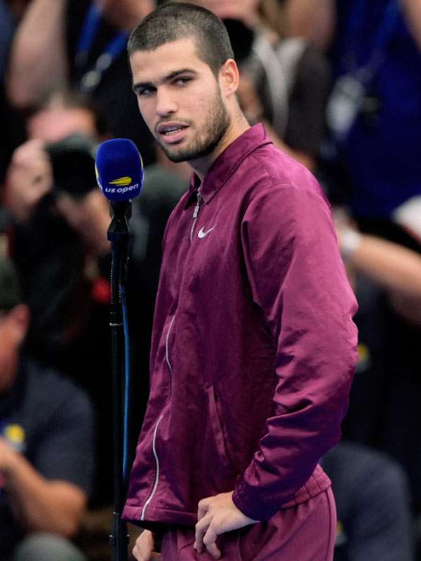 Tennis Player Carlos Alcaraz US Open 2025 Purple Satin Jacket