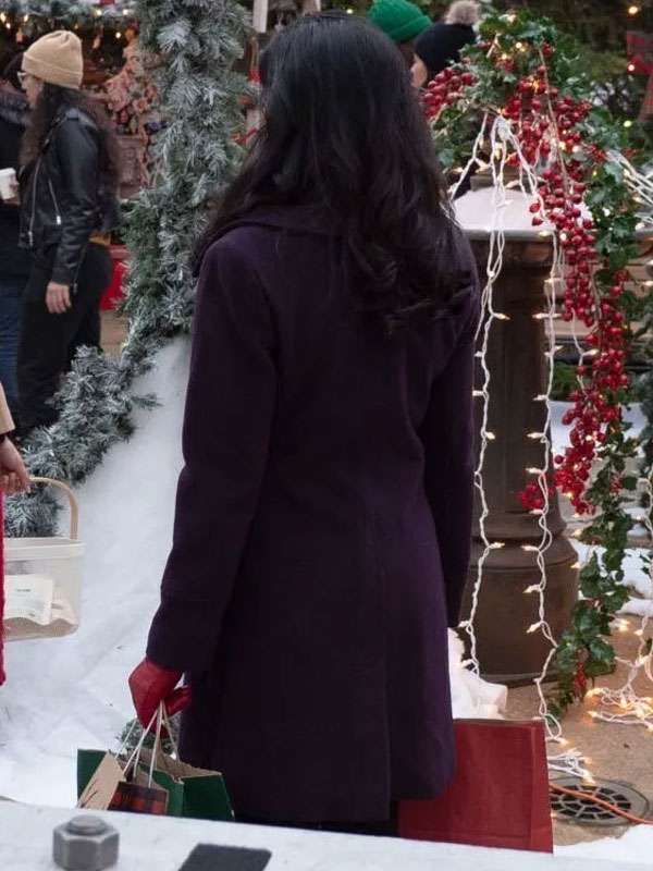 A Gingerbread Christmas Tiya Sircar Purple Wool Coat