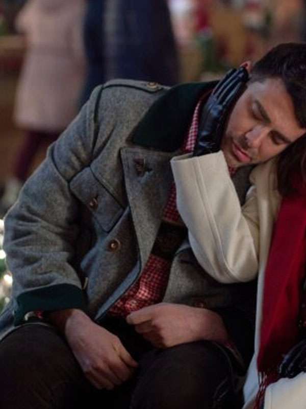 A Keller Christmas Vacation 2025 Jonathan Bennett Grey Wool Coat