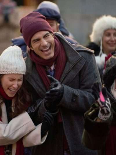 A Keller Christmas Vacation Brandon Routh Grey Hooded Coat