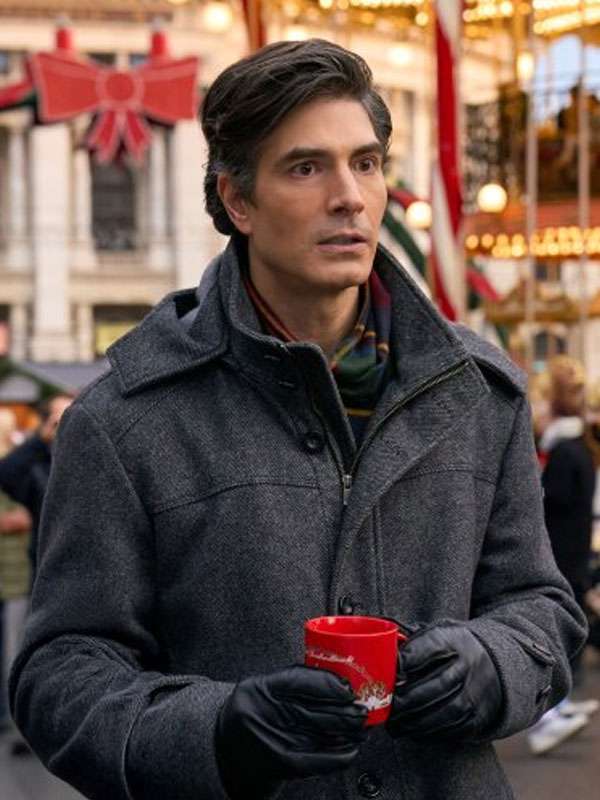 A Keller Christmas Vacation Brandon Routh Grey Wool Coat