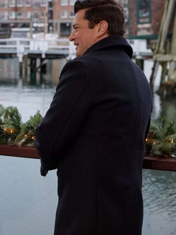 A Newport Christmas Wes Brown Black Wool Coat