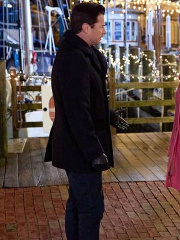 A Newport Christmas Wes Brown Black Wool Peacoat