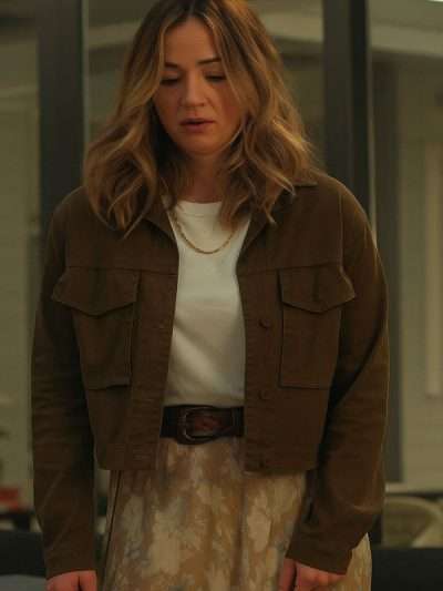 Abby Elliott All Her Fault Brown Jacket