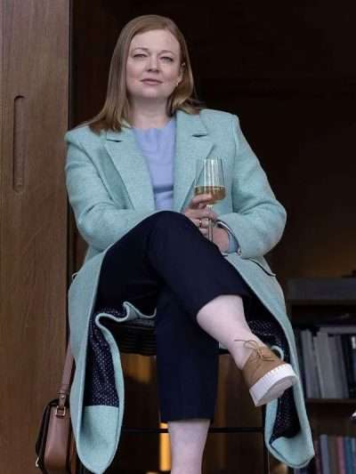 All Her Fault 2025 Marissa Irvine Blue Trench Wool Coat
