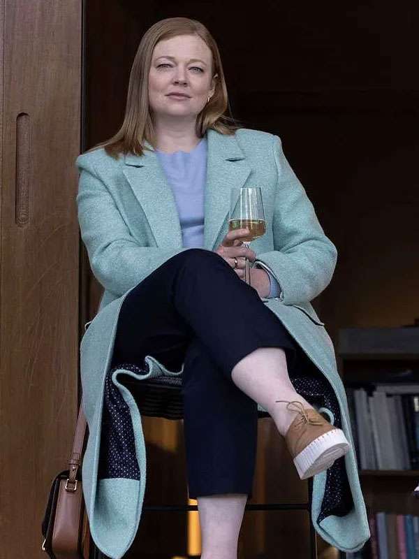 All Her Fault 2025 Marissa Irvine Blue Trench Wool Coat