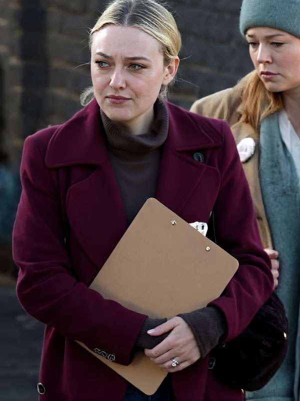 All Her Fault Jenny Kaminski Maroon Long Wool Coat
