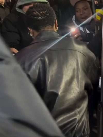 New York Knicks Wizkid Black Leather Jacket