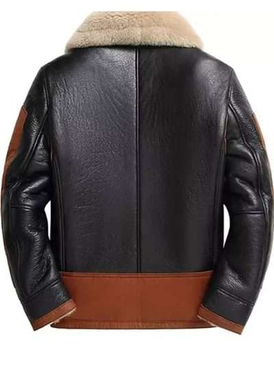 Men’s Classic Black & Brown B3 Shearling Bomber Leather Jacket