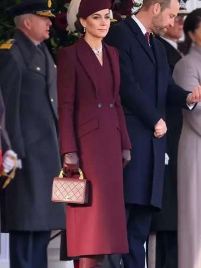 Kate Middleton Burgundy Wool Coat