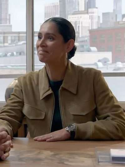 Miranda Rae Mayo Chicago Fire 2025 Suede Bomber Jacket
