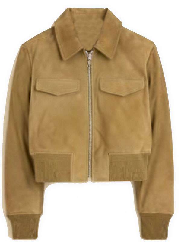 Chicago Fire 2025 Miranda Rae Mayo Suede Bomber Leather Jacket