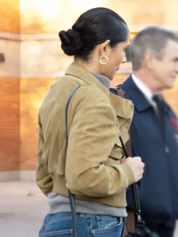 Chicago Fire S14 Miranda Rae Mayo Brown Suede Leather Jacket