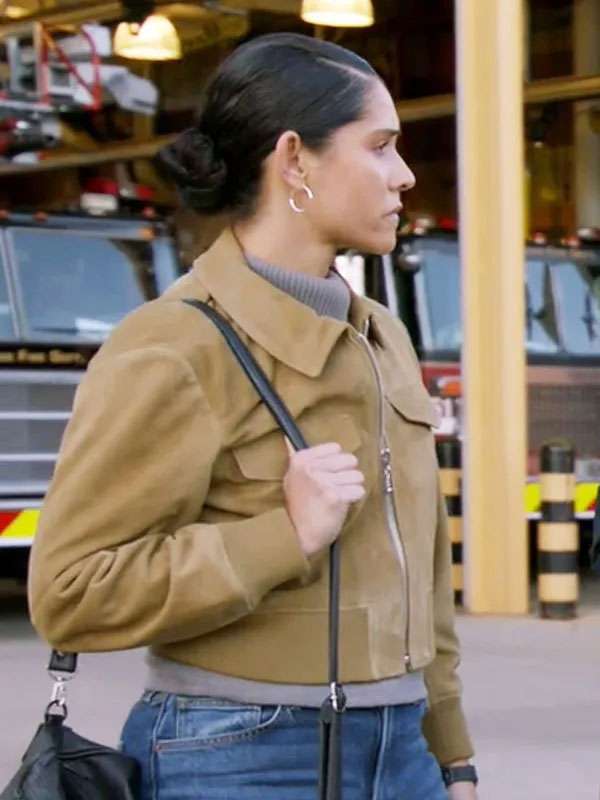 Chicago Fire S14 Miranda Rae Mayo Brown Suede Jacket