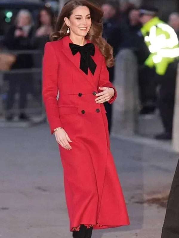 Kate Middleton Christmas Carol Service Red Coat - Image 2