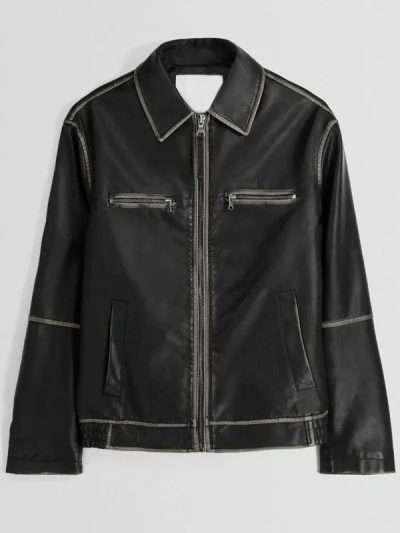 Daddy Issues 2025 Aimee Lou Wood Black Leather Jacket