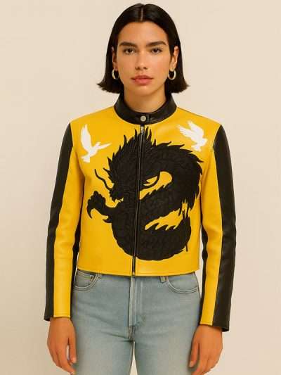 Singer Dua Lipa 2025 Dragon Leather Jacket