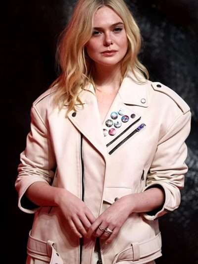 Elle Fanning Predator Badlands 2025 UK Premier Leather Jacket