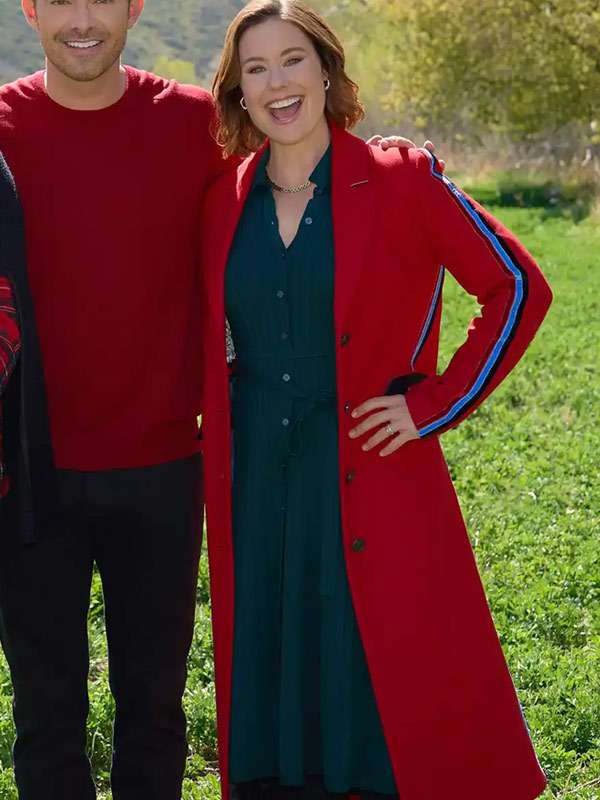 Finding Mr. Christmas 2025 Melissa Peterman Red Wool Coat