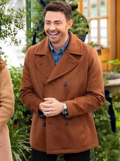 Jonathan Bennett Finding Mr. Christmas Brown Wool Peacoat