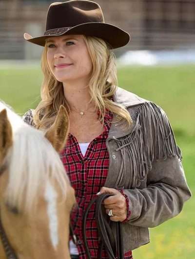 Finding Mr. Christmas S02 Alison Sweeney Grey Fringe Jacket
