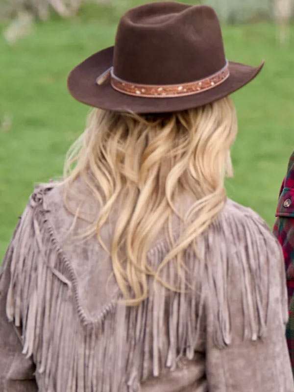 Finding Mr. Christmas S02 Alison Sweeney Fringe Leather Jacket